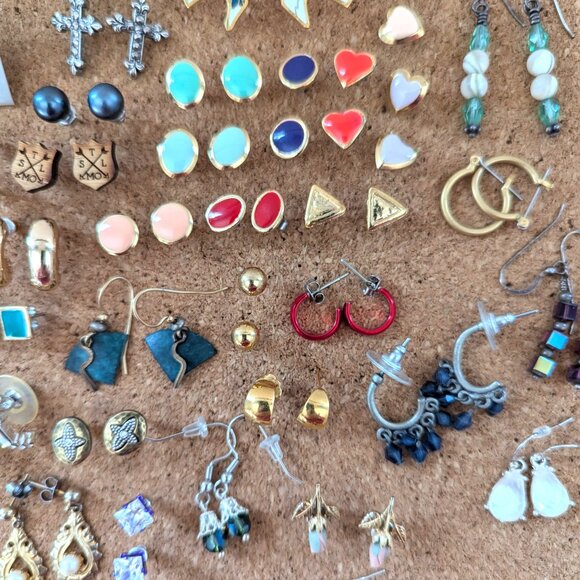 Lot of Small Earrings, 64 Pairs Dainty Earrings for Pierced Ears, Jewelry Lot - Picture 8 of 14